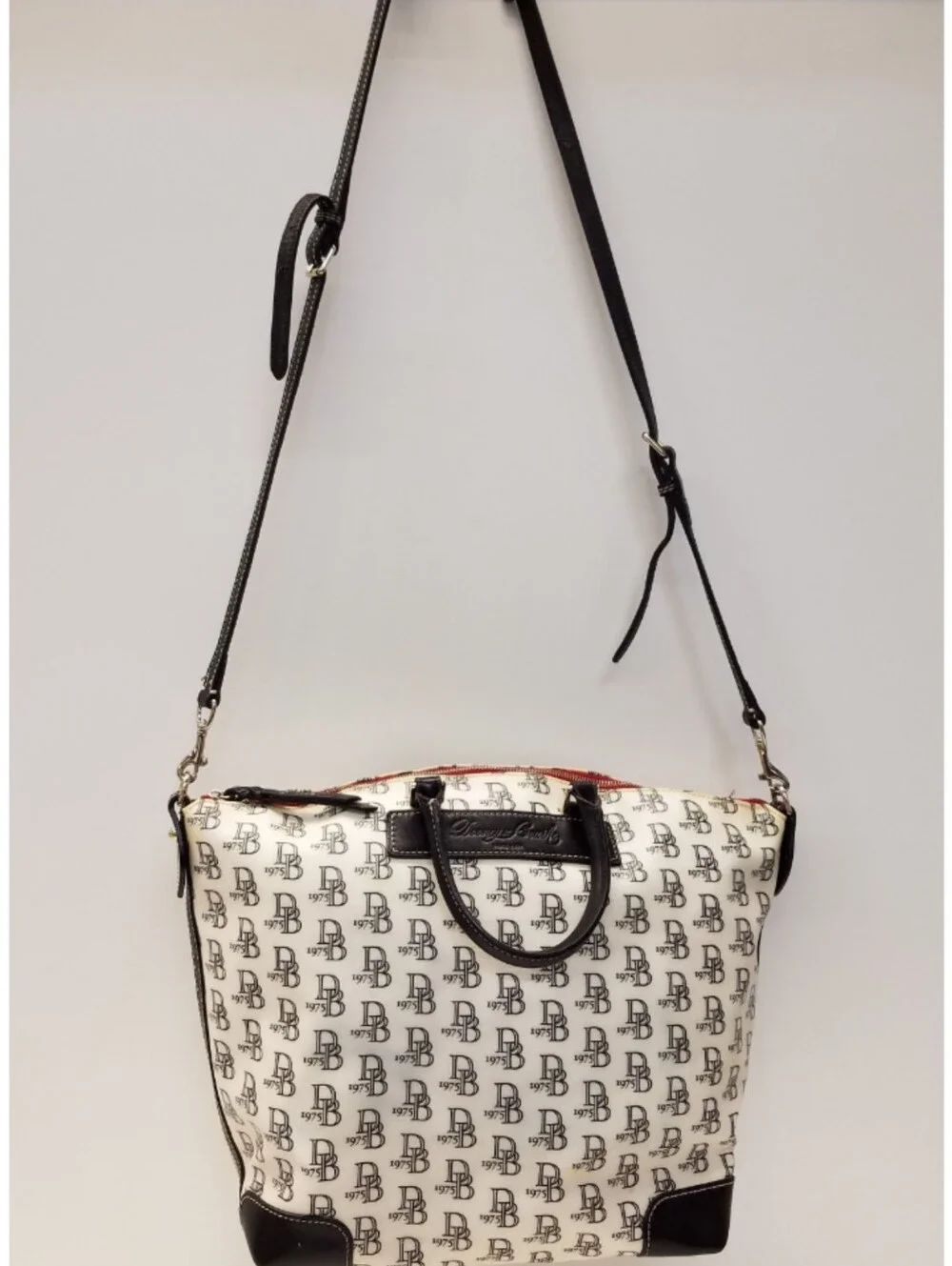 Dooney & Bourke White and Black Logo Crossbody Tote